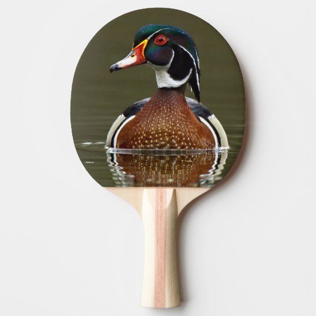 Wood Duck on Water Ping Pong Paddle (Front)