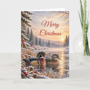 Wood Duck Pair Peaceful Christmas Winter Wildlife Holiday Card