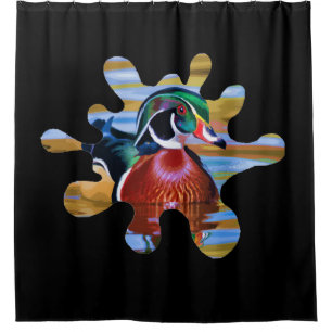 Wood Duck Shower Curtain, Duck Hunting Shower Curtain