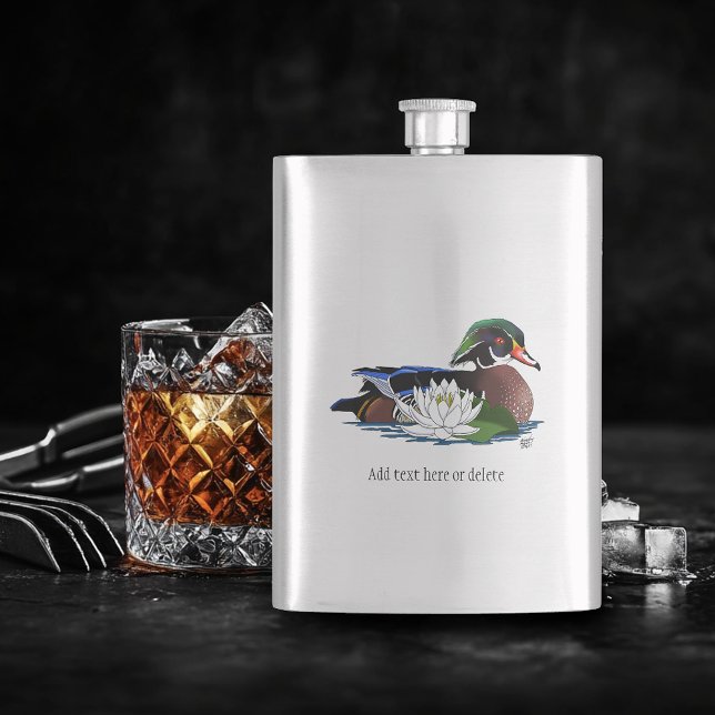 Wood Duck Water Lily Hip Flask (Creator Uploaded)