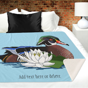 Wood Duck Water Lily Sherpa Blanket