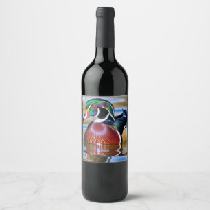 Wood Duck Wine Bottle, Duck Hunting Label