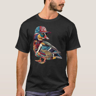 Wood Duck With USA Hat T-Shirt