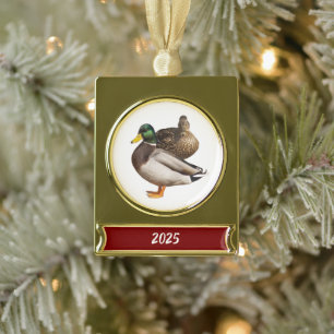 Wood Ducks Christmas Ornament with Banner