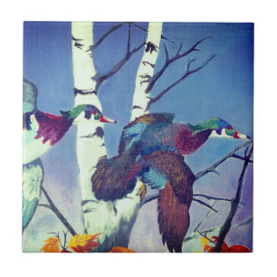 Wood Ducks in Flight Tile