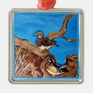 WOOD DUCKS METAL TREE DECORATION