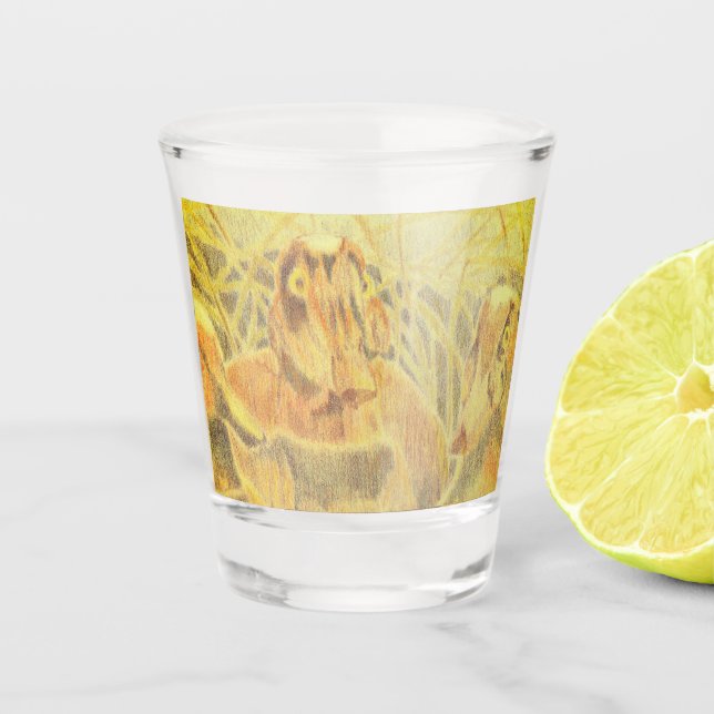 Wood Ducks on Water Shot Glass (Front)