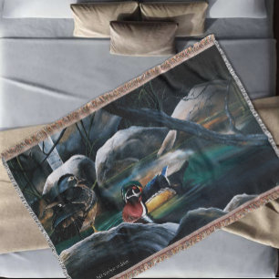 Wood Ducks Pair Pond Nature Wildlife Colourful Throw Blanket