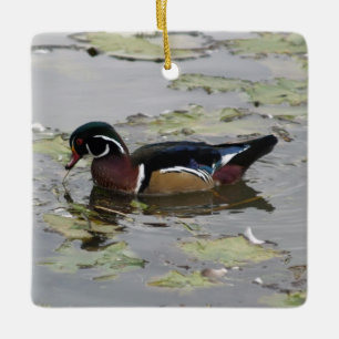 Wood Ducks square Christmas Ornament