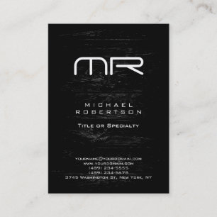 Wood Effect Monogram Black White Business Card