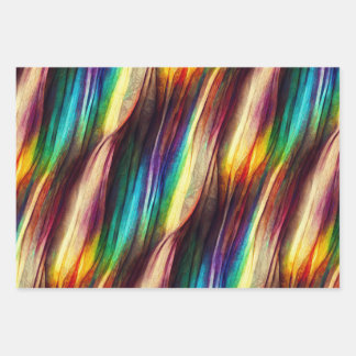 Wood Effect Rainbow Wrapping Paper Set