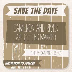 Wood Effect Save the Date Coaster