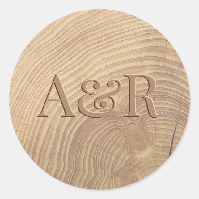 Wood effect Sticker monogram, (Front)