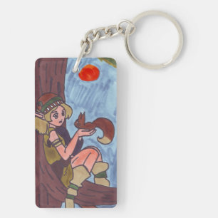 Wood Elf With Squirrel Key Ring