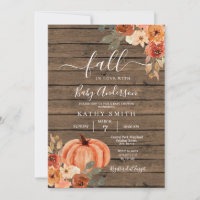 Wood Fall In Love Boho Floral Pumpkin Baby Shower