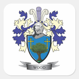 Wood Family Crest Coat of Arms Square Sticker