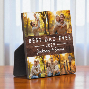 Wood Father's Day Best Dad Ever 5 Photo Collage Plaque
