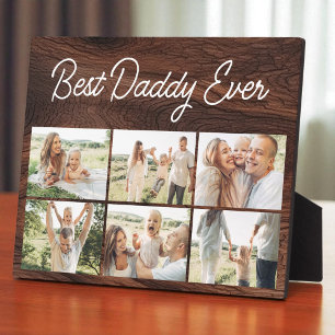 Wood Father's Day Best Daddy Ever 6 Photo Collage Plaque