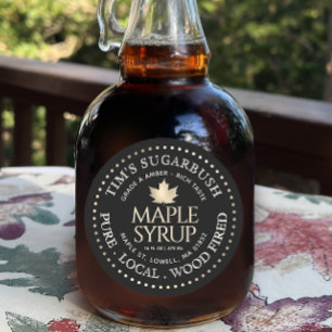 Wood fired Maple Syrup Gold Leaf and Border Classic Round Sticker