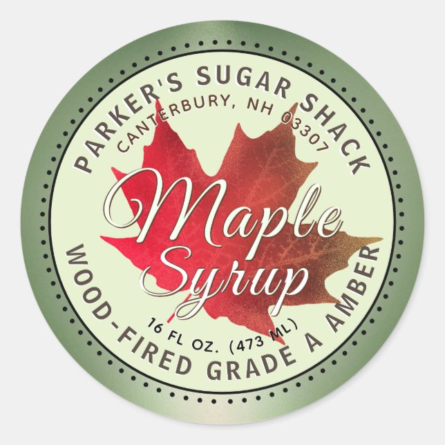 Wood-fired Maple Syrup Label Autumn Maple Leaf (Front)