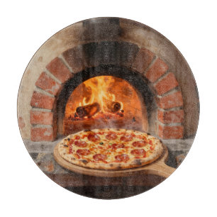 Wood-Fired Pepperoni Pizza Rustic Italian Cutting Board