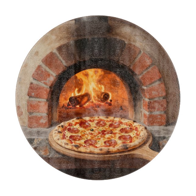 Wood-Fired Pepperoni Pizza Rustic Italian  Cutting Board (Front)