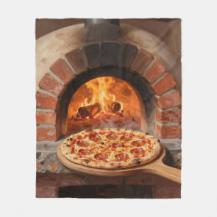 Wood-Fired Pepperoni Pizza Rustic Italian Fleece Blanket