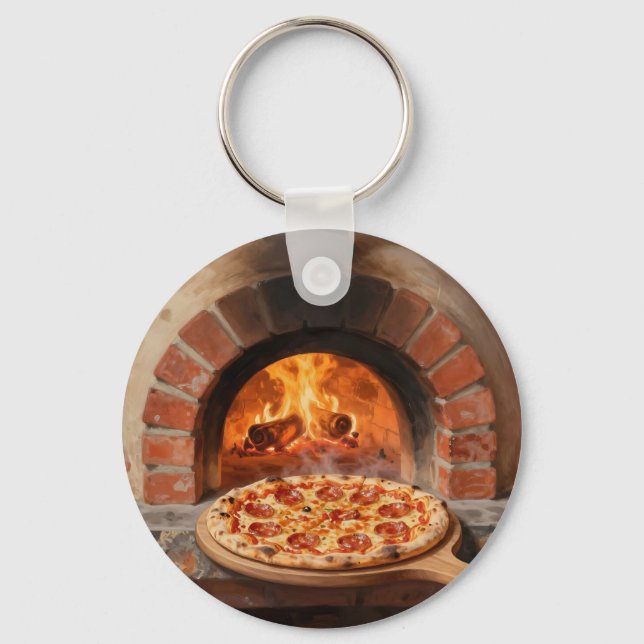 Wood-Fired Pepperoni Pizza Rustic Italian  Key Ring (Front)