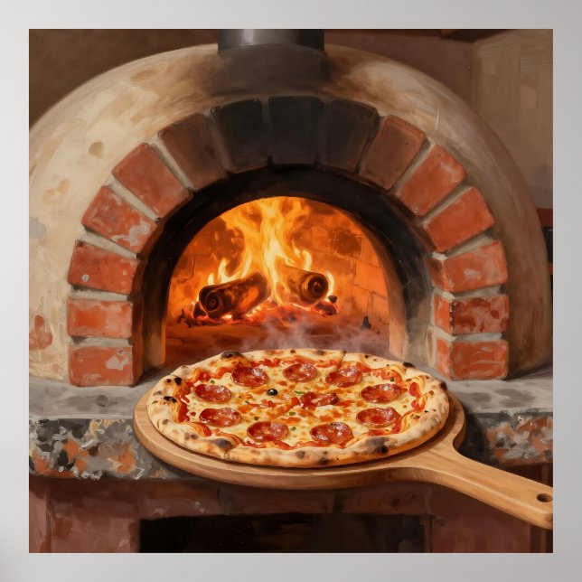 Wood-Fired Pepperoni Pizza Rustic Italian  Poster (Front)