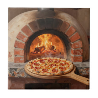 Wood-Fired Pepperoni Pizza Rustic Italian Tile