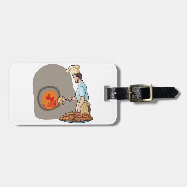 Wood Fired Pizza Oven Chef Luggage Tag (Front Horizontal)