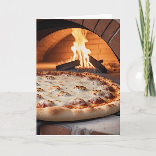 WOOD FIRED PIZZA ROMANTIC GREETING CARD (Front)