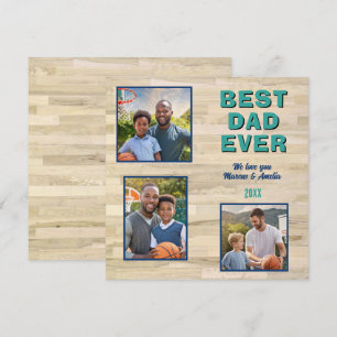 Wood Floor Best Dad Ever 3 Photo Collage Father Holiday Card