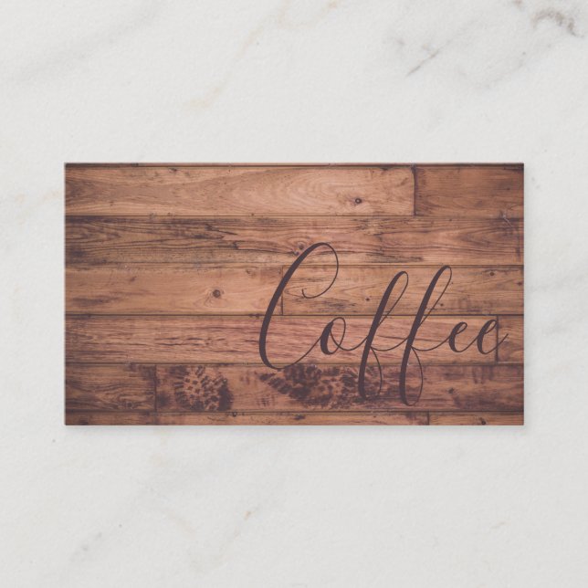 Wood Floor Blooming Loyalty Coffee PunchCard Card (Front)