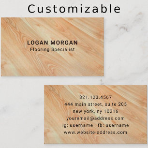 Wood Flooring Services Modern Professional Business Card