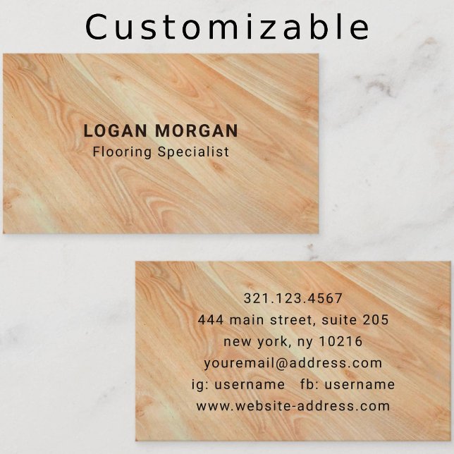 Wood Flooring Services Modern Professional Business Card (Creator Uploaded)