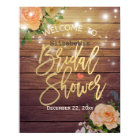 Wood Floral String Lights Bridal Shower Welcome