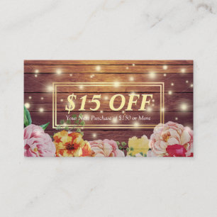 Wood Floral String Lights Salon Discount Coupon