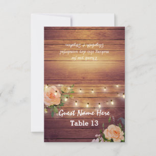 Wood Floral String Lights Wedding Place Table No Invitation