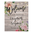 Wood Floral String Lights Welcome Wedding Sign