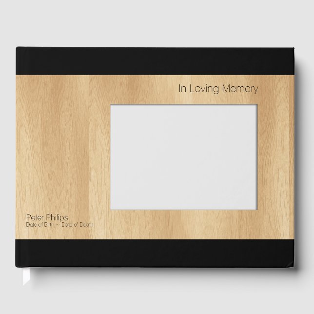 Wood Frame B Template Funeral Guest Book Add Image (Front)