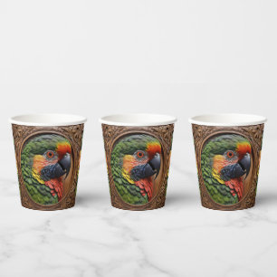 Wood Framed Australian Rainbow Lorikeet, Paper Cups