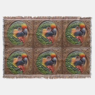 Wood Framed Australian Rainbow Lorikeet, Throw Blanket
