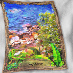 Wood Framed Yelapa Scenic Path View 0819 Fleece Blanket