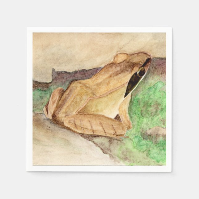 Wood Frog Watercolor Napkin (Front)