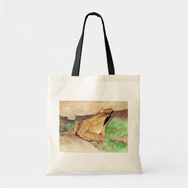 Wood Frog Watercolor Tote Bag (Front)