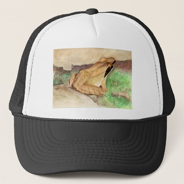 Wood Frog Watercolor Trucker Hat (Front)