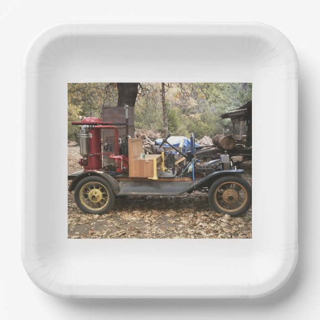 Wood gas driven car paper plate (Front)