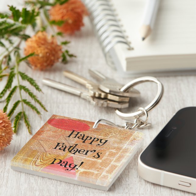 Wood - geometric shapes  - Father’s day Key Ring (Front Right)