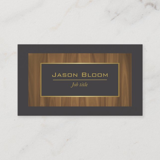 Wood Gold and black Business Card (Front)